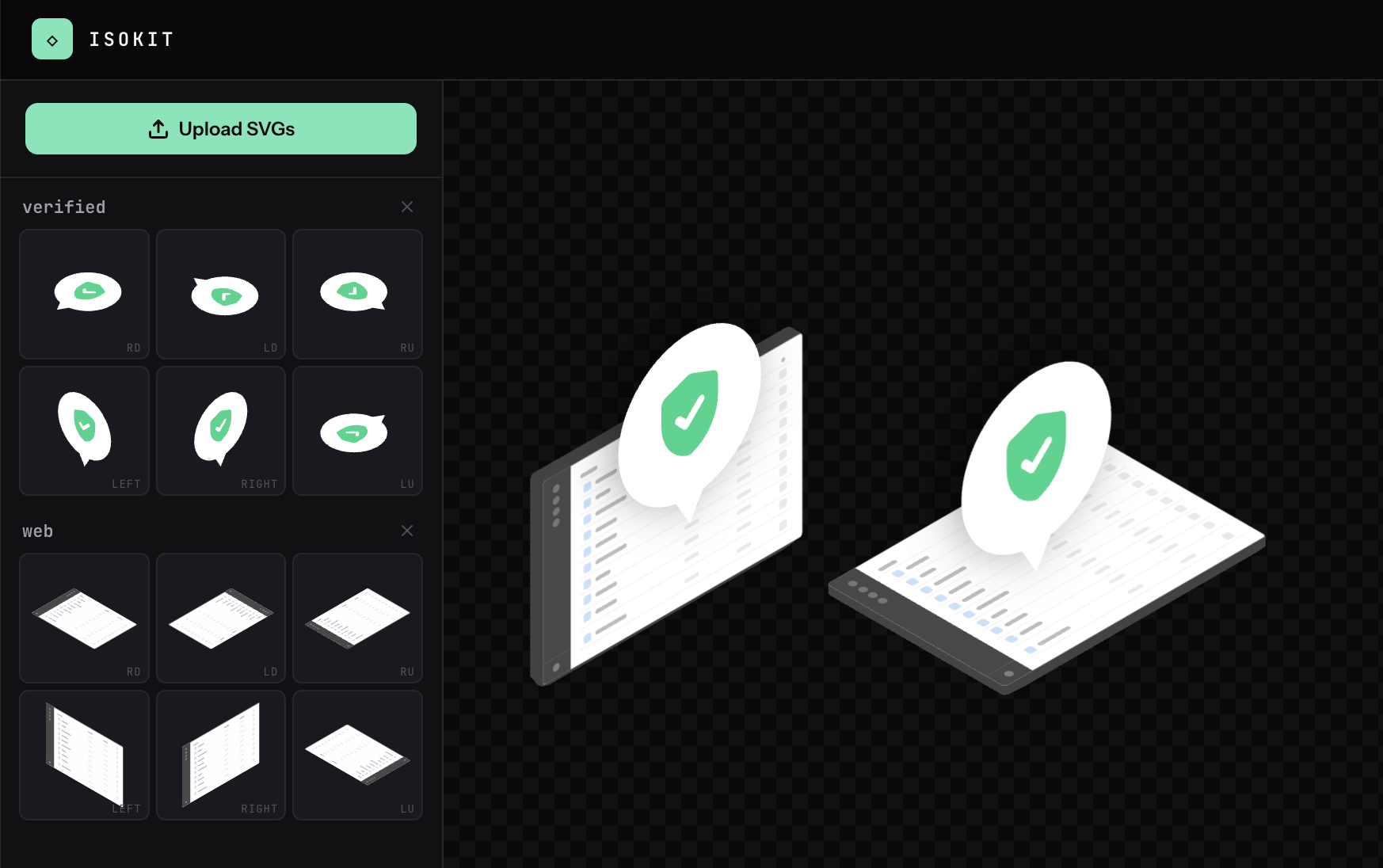 IsoKit preview — flat SVG icons turned into isometric graphics